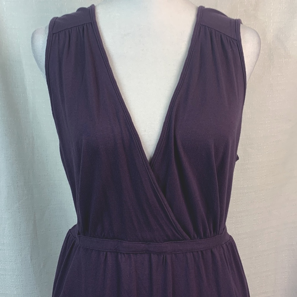 Eddie Bauer Plum V- Neck Midi Dress with Tie Waist- NWT - Picture 4 of 14